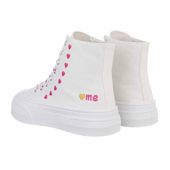 Witte-fuchsia textiel sneaker Eloise