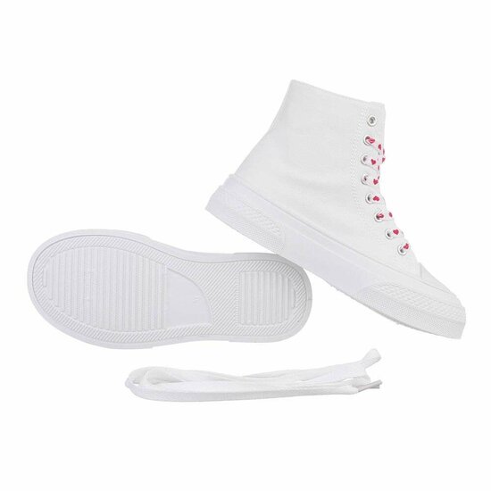 Witte-fuchsia textiel sneaker Eloise