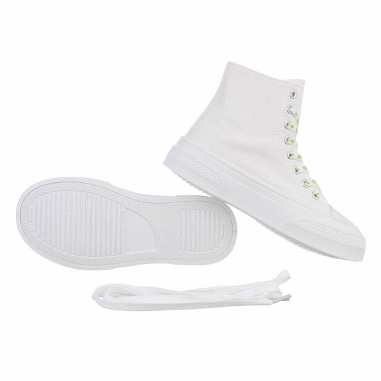 Witte-groene textiel sneaker Eloise
