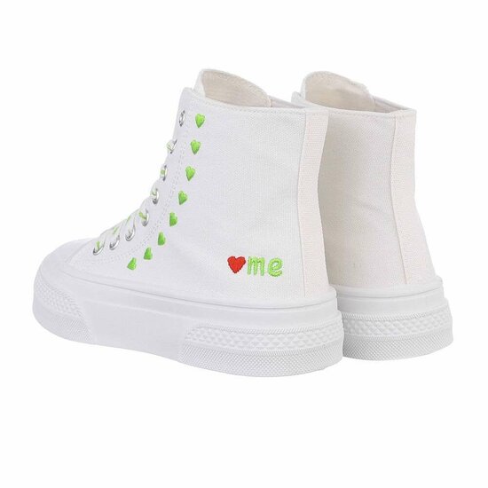 Witte-groene textiel sneaker Eloise