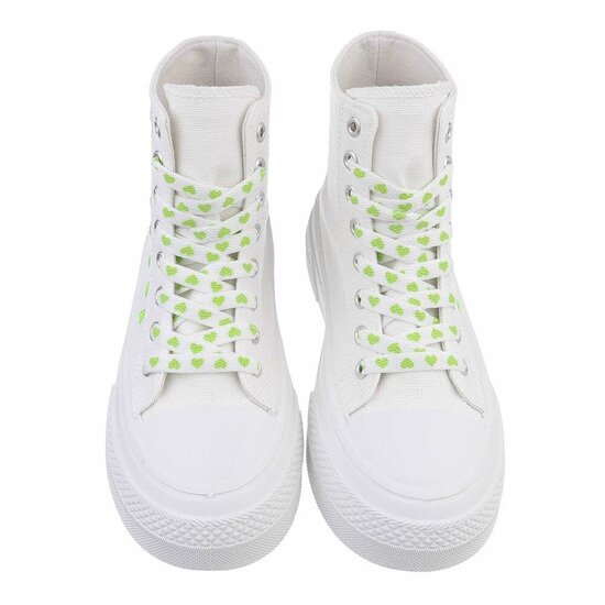 Witte-groene textiel sneaker Eloise
