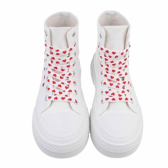 Witte-rode textiel sneaker Eloise