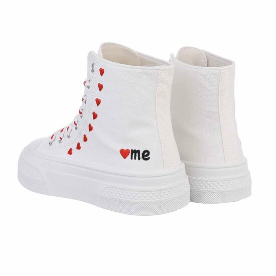 Witte-rode textiel sneaker Eloise