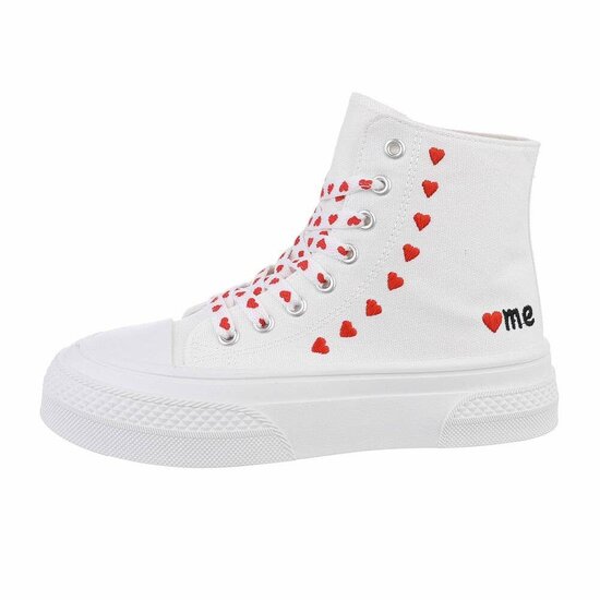 Witte-rode textiel sneaker Eloise