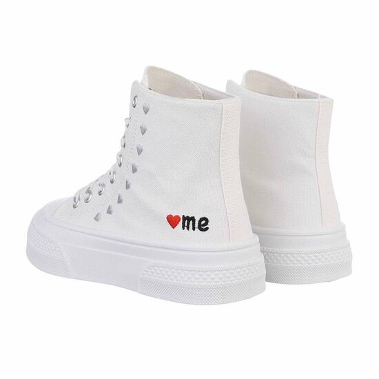 Witte-zilveren textiel sneaker Eloise