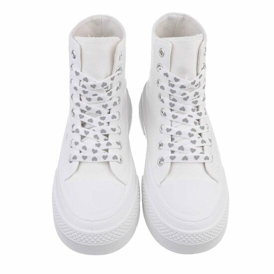 Witte-zilveren textiel sneaker Eloise
