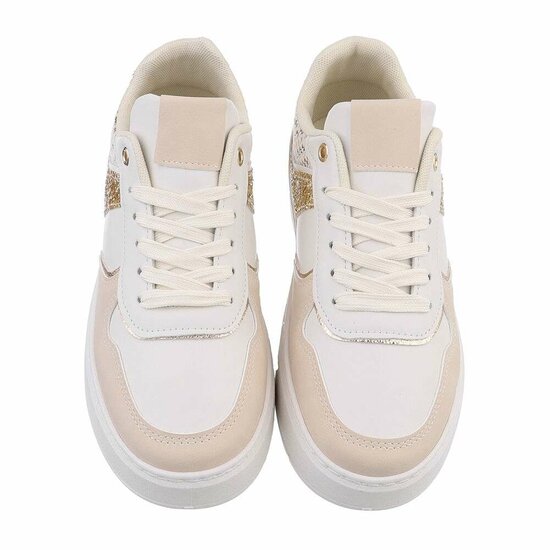 Lage beige mixed sneaker Anobe