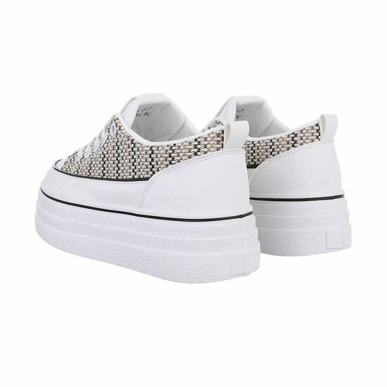 Wit-beige-zwarte hoge sneaker Antolina