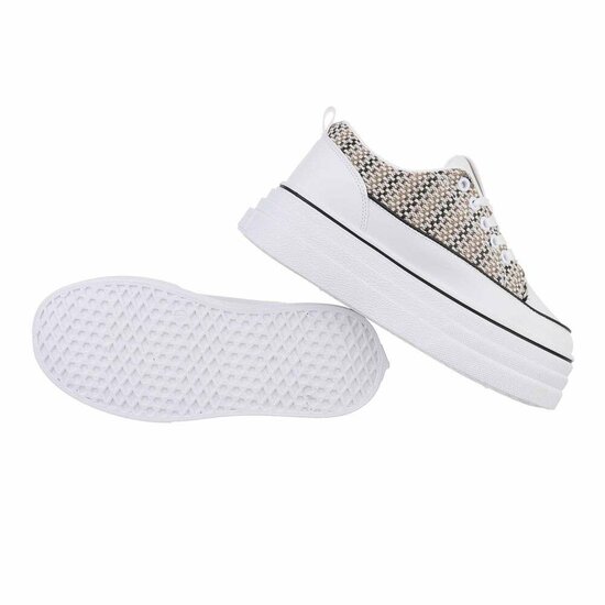 Wit-beige-zwarte hoge sneaker Antolina