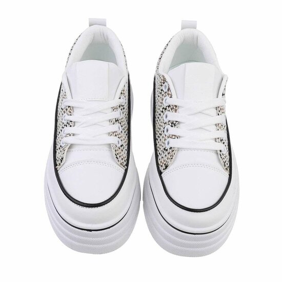 Wit-beige-zwarte hoge sneaker Antolina