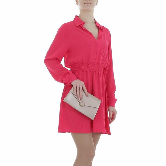 Fuchsia korte jurk in chiffon