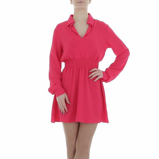 Fuchsia korte jurk in chiffon