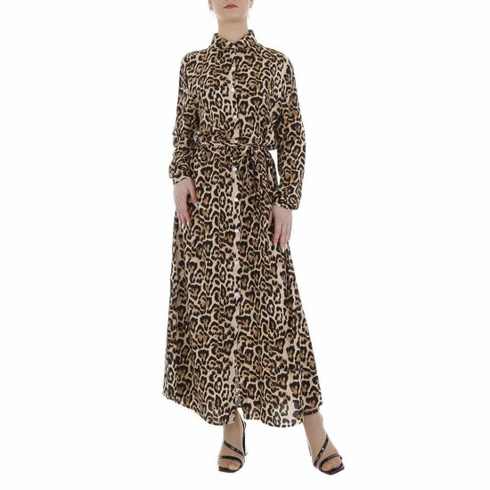 Robe chemise longue à motif léopard