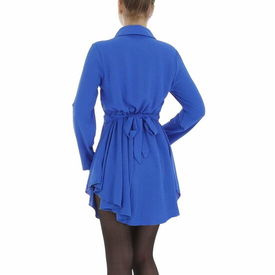 Korte blauwe jurk in chiffon