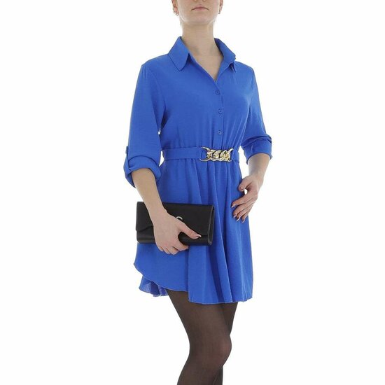 Korte blauwe jurk in chiffon