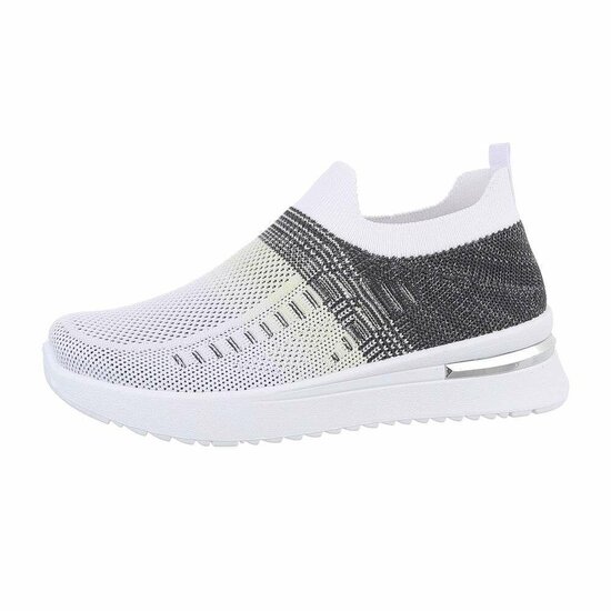 Sportieve lage zwart-witte textiel sneaker Lorena