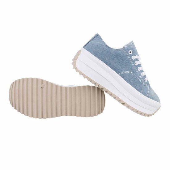 Licht blauwe lage textiel sneaker Johanna