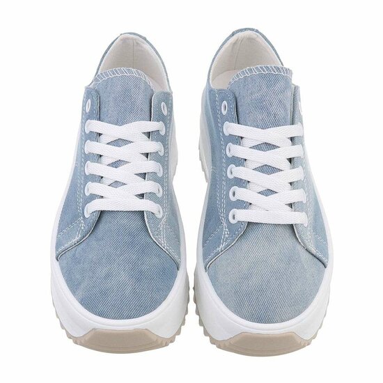 Licht blauwe lage textiel sneaker Johanna