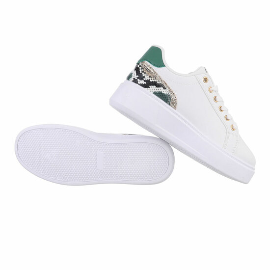  Lage groen-witte sneaker Asul