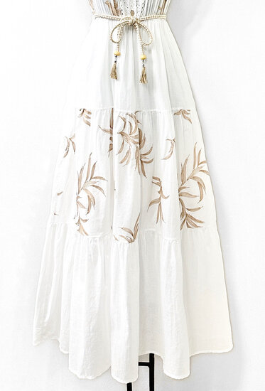 Witte katoenen maxi jurk bohemian chic