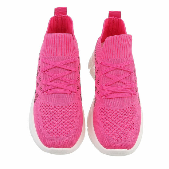 Fuchsia lage textiel sneaker Beatrix