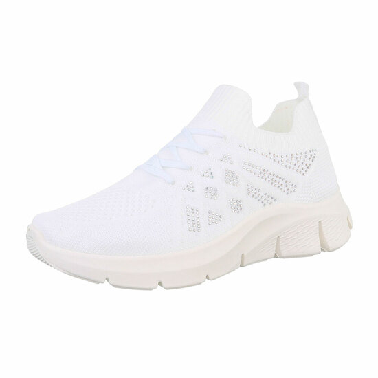 Witte lage textiel sneaker Beatrix