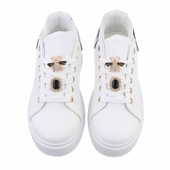 Witte-zwarte lage sneaker Candice