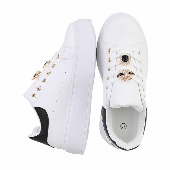 Witte-zwarte lage sneaker Candice