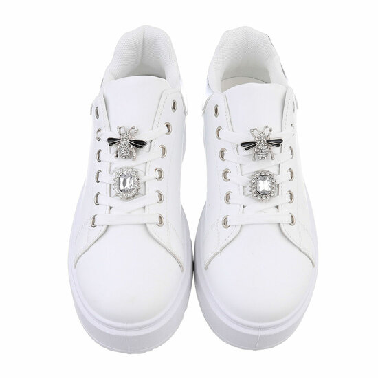 Witte-zilveren lage sneaker Candice
