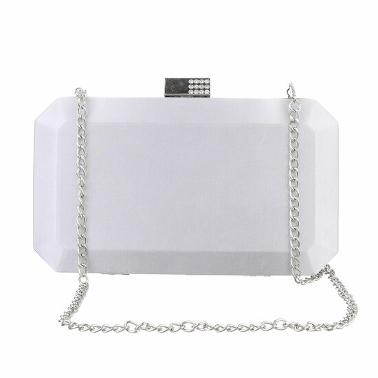 Licht grijze clutchbag met satijn