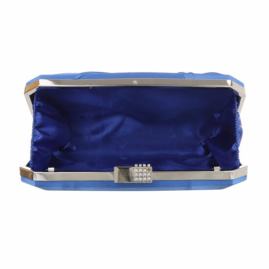 Blauwe clutchbag met satijn