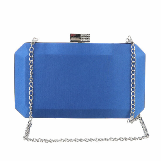 Blauwe clutchbag met satijn