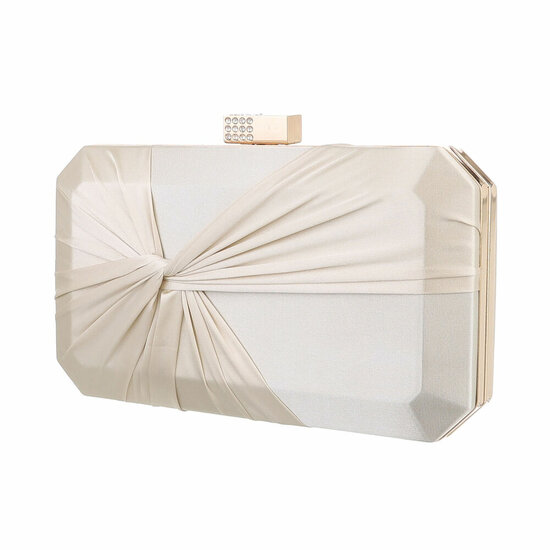 Beige clutchbag met satijn