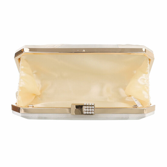 Beige clutchbag met satijn