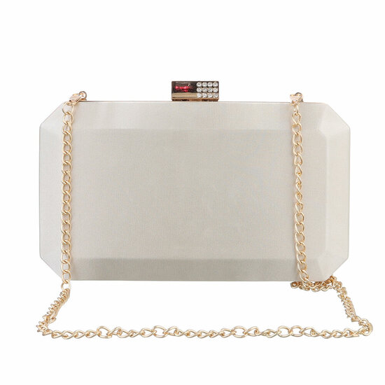 Beige clutchbag met satijn