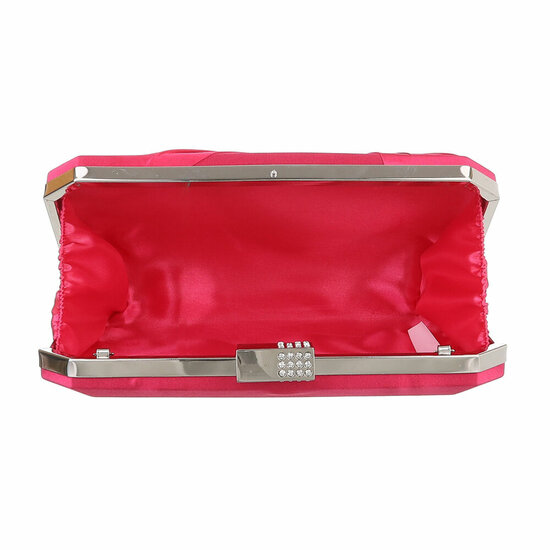 Fuchsia clutchbag met satijn