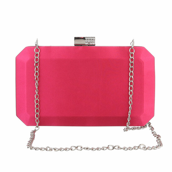 Fuchsia clutchbag met satijn