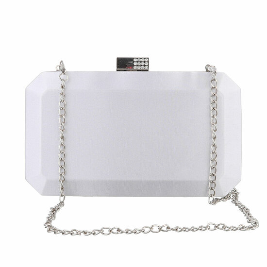 Witte clutchbag met satijn