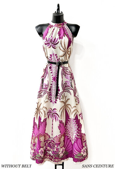 Mixed fuchsia armloze maxi jurk  