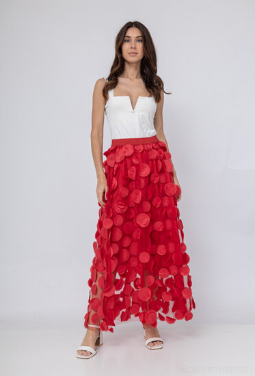 Fashion rode maxi rok in tulle
