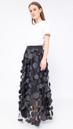 Fashion zwart-witte maxi rok in tulle