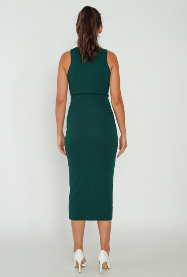 Groen-zwarte 3/4 bodycon jurk