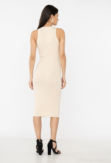 Beige 3/4 bodycon jurk