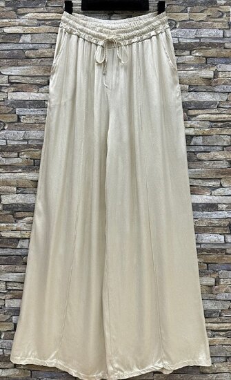 Beige broek in satin  