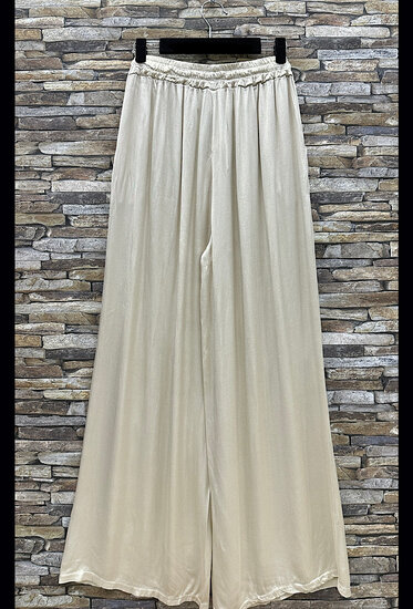 Beige broek in satin  