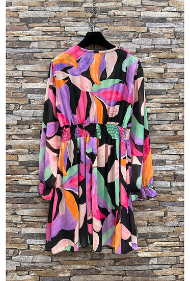 Mooie abstracte korte jurk met mixed colours