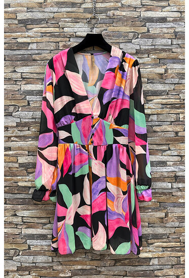 Mooie abstracte korte jurk met mixed colours