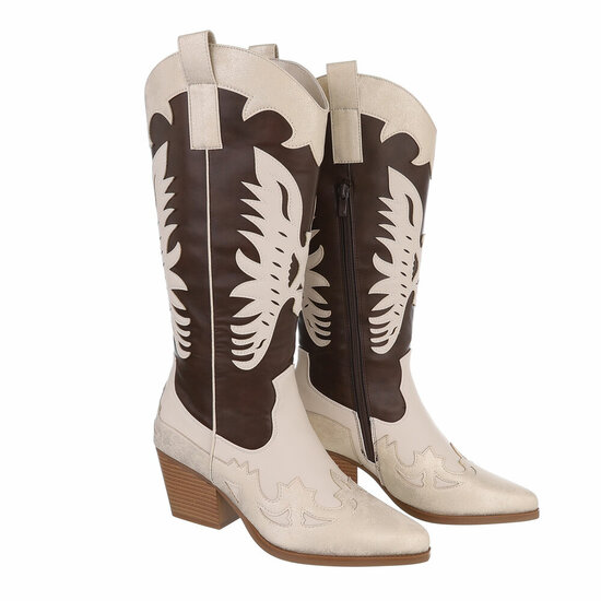 Hoge goud-beige-bruine cowboy laars Tilly