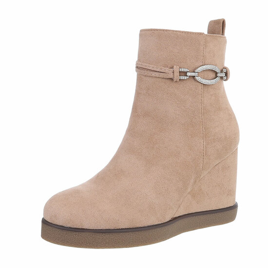 Kaki suede enkellaarsje Babou