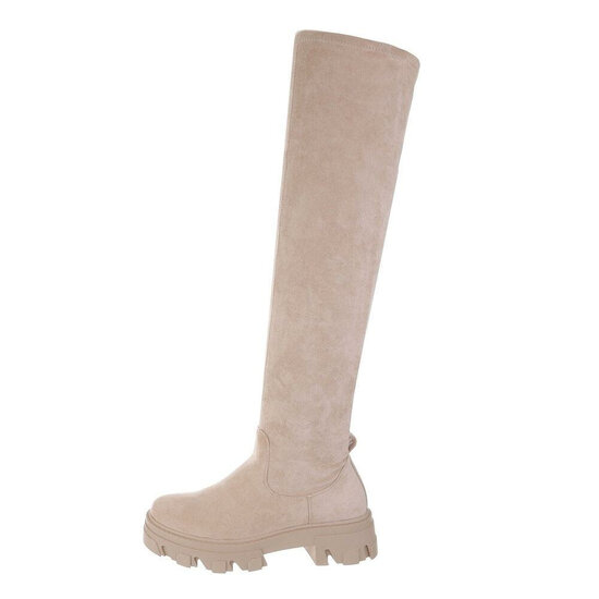 Beige daimen overknee laars Suzie